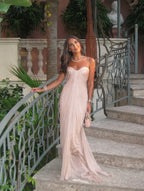 Fitted Sheath Sweetheart Neck Sleeveless Lace-Up Back Train Evening Dress
