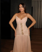 Flowy A-Line Sweetheart Neck Sleeveless Open Back Train Wedding Dress