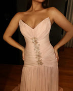 Flowy A-Line Sweetheart Neck Sleeveless Open Back Train Wedding Dress