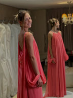 Halter Neck Ruched Open Back Maxi Dress