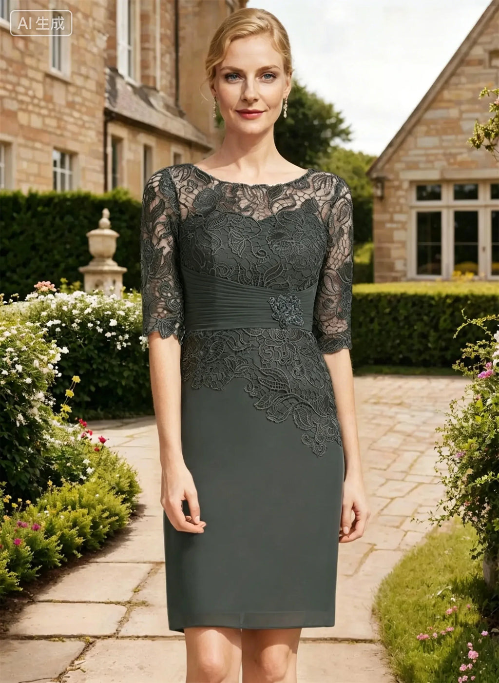 Knee-Length Mother of the Bride Dress with Matching Jacket