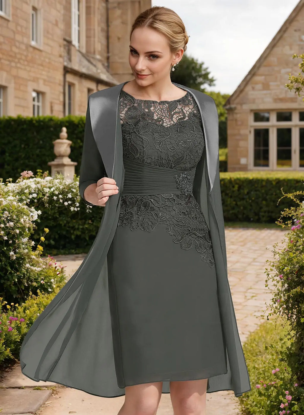 Knee-Length Mother of the Bride Dress with Matching Jacket