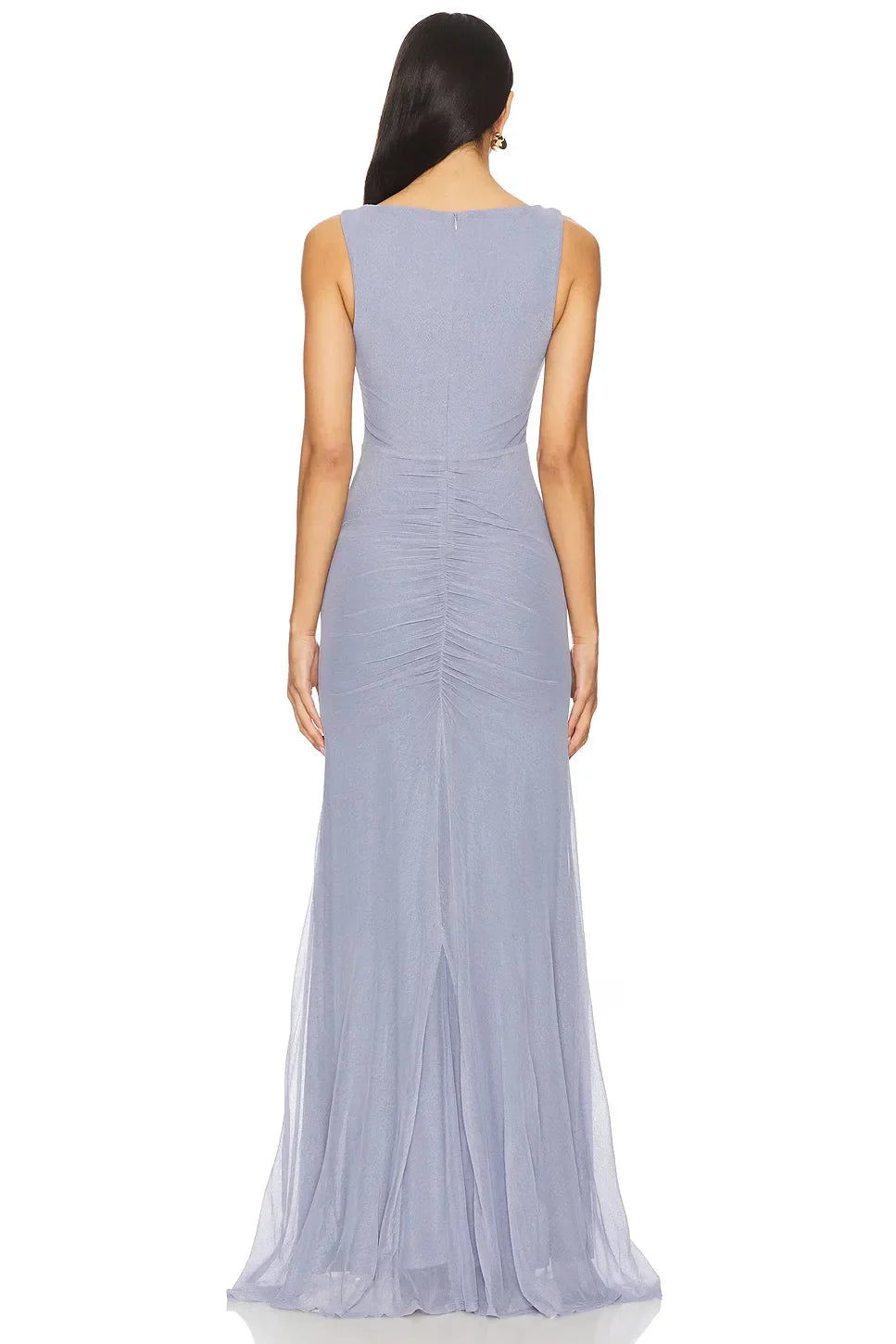 Elegant Mermaid Boat Neck Sleeveless Ruffled Hem Floor Length Evening Dress