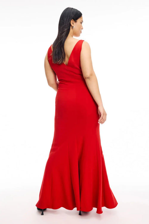 Elegant Mermaid Boat Neck Sleeveless V Back Floor Length Plus Size Prom Dress