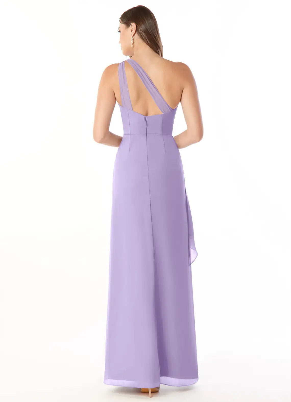 Elegant Mermaid Chiffon One Shoulder Sleeveless Keyhole Back Floor Length Bridesmaid Dress