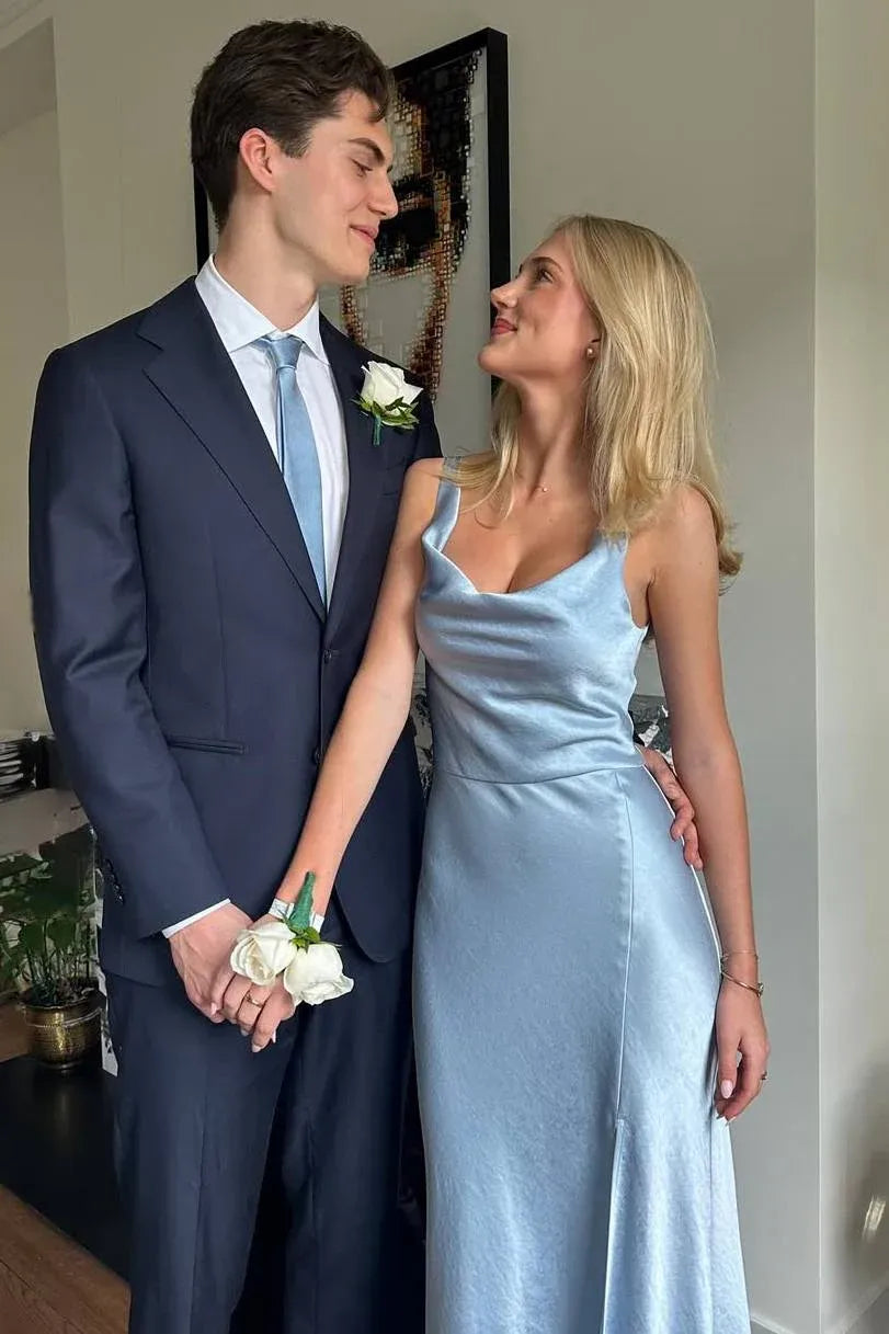 Mermaid Cowl Neck Wide Strap Maxi Dress