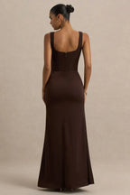Elegant Mermaid Deep V Neck Sleeveless Zipper Back Floor Length Evening Dress