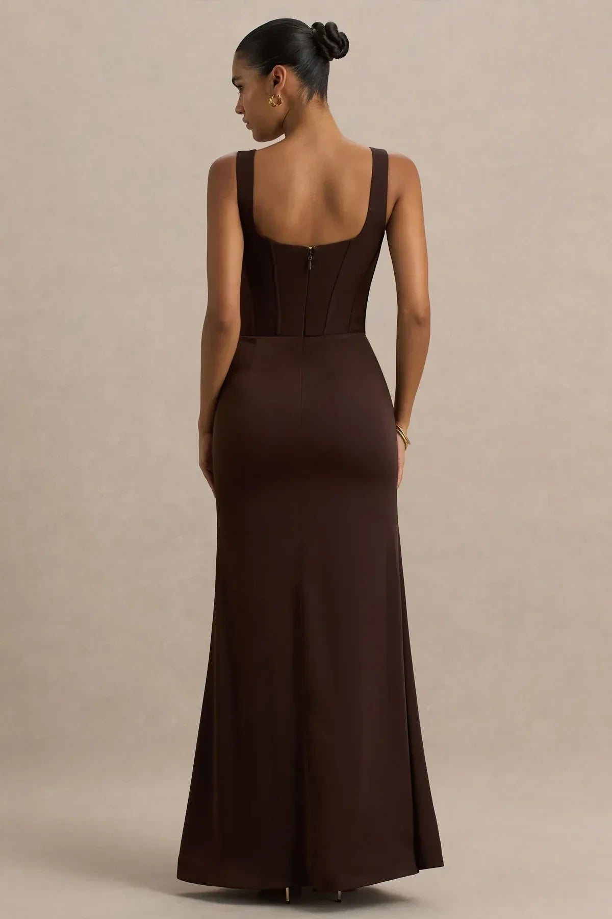 Elegant Mermaid Deep V Neck Sleeveless Zipper Back Floor Length Evening Dress