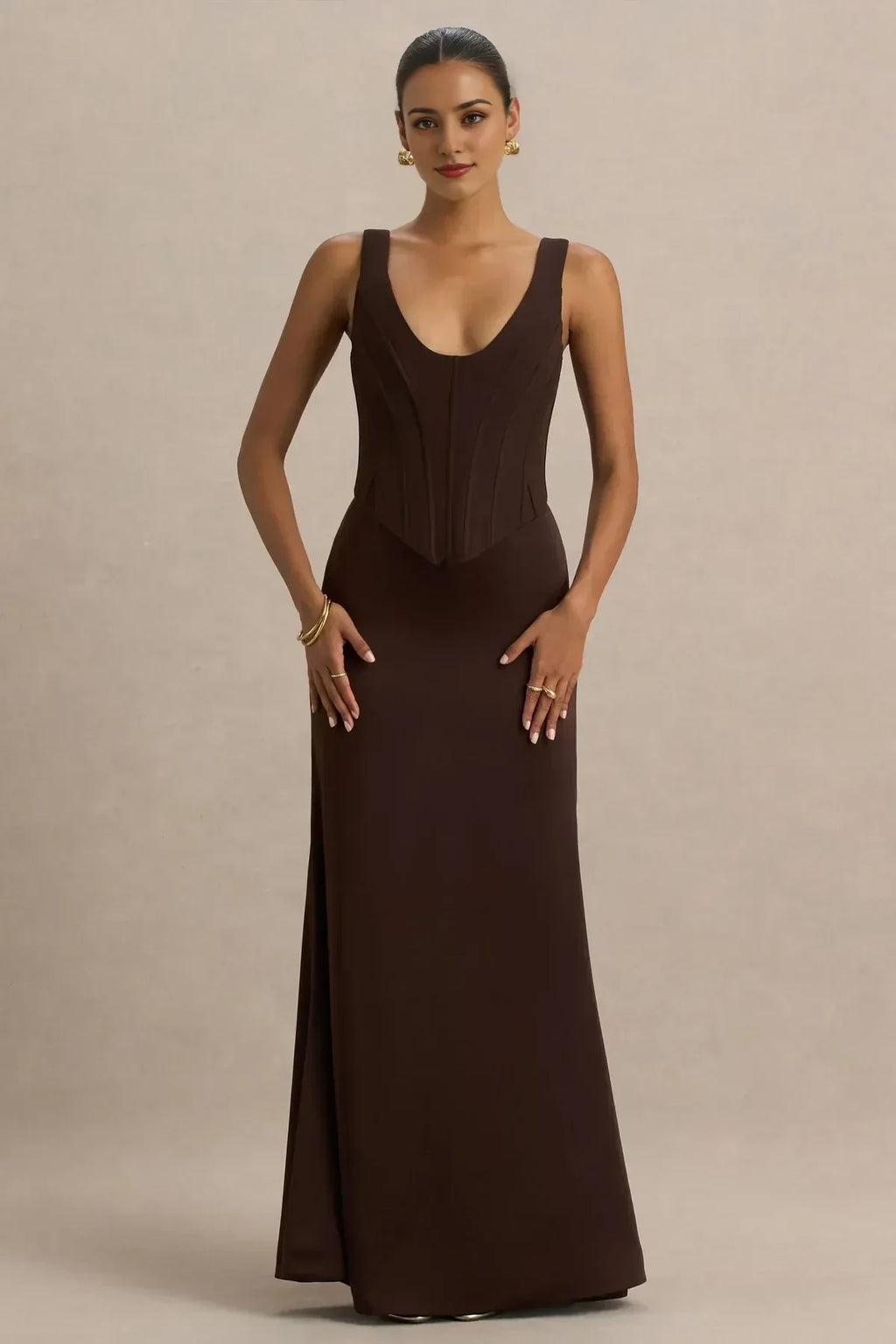 Elegant Mermaid Deep V Neck Sleeveless Zipper Back Floor Length Evening Dress