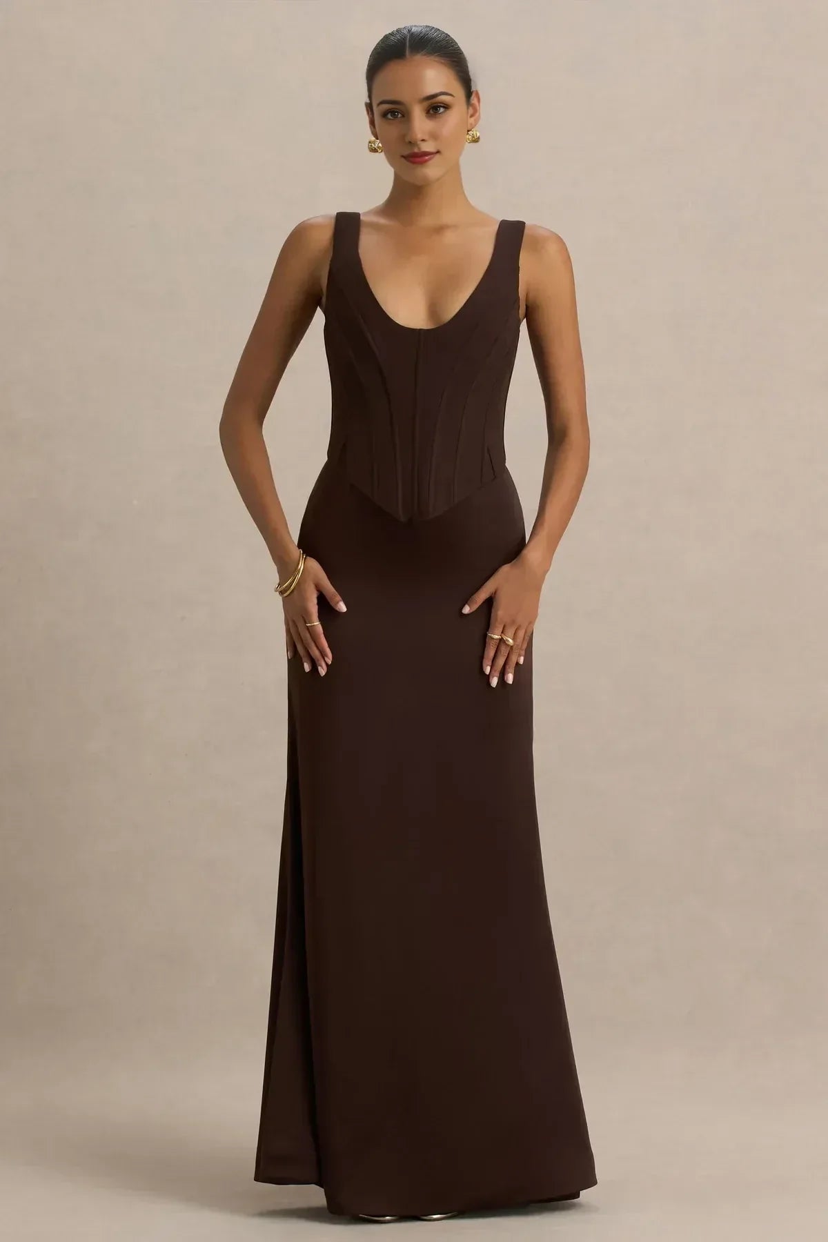 Elegant Mermaid Deep V Neck Sleeveless Zipper Back Floor Length Evening Dress