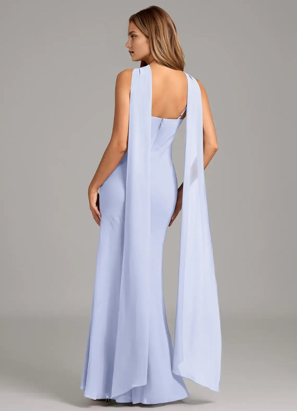 Elegant Mermaid Halter Neck Sleeveless Open Back Floor Length Bridesmaid Dress
