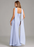 Elegant Mermaid Halter Neck Sleeveless Open Back Floor Length Bridesmaid Dress