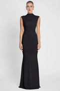 Elegant Mermaid Mock Neck Cap Sleeve Back Zip Floor Length Prom Dress