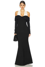 Elegant Mermaid Off Shoulder Long Sleeve Contrast Back Floor Length Evening Dress