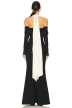 Elegant Mermaid Off Shoulder Long Sleeve Contrast Back Floor Length Evening Dress
