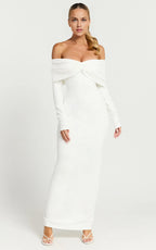 Elegant Mermaid Off Shoulder Long Sleeve Ruched Back Floor Length Plus Size Evening Dress