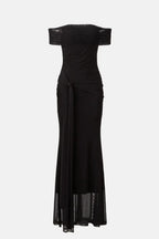 Elegant Mermaid Off Shoulder Short Sleeve Draped Bodice Floor Length Plus Size Prom Dress