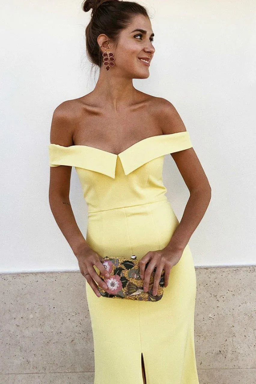 Mermaid Off Shoulder Short Sleeve Maxi Evening Dress