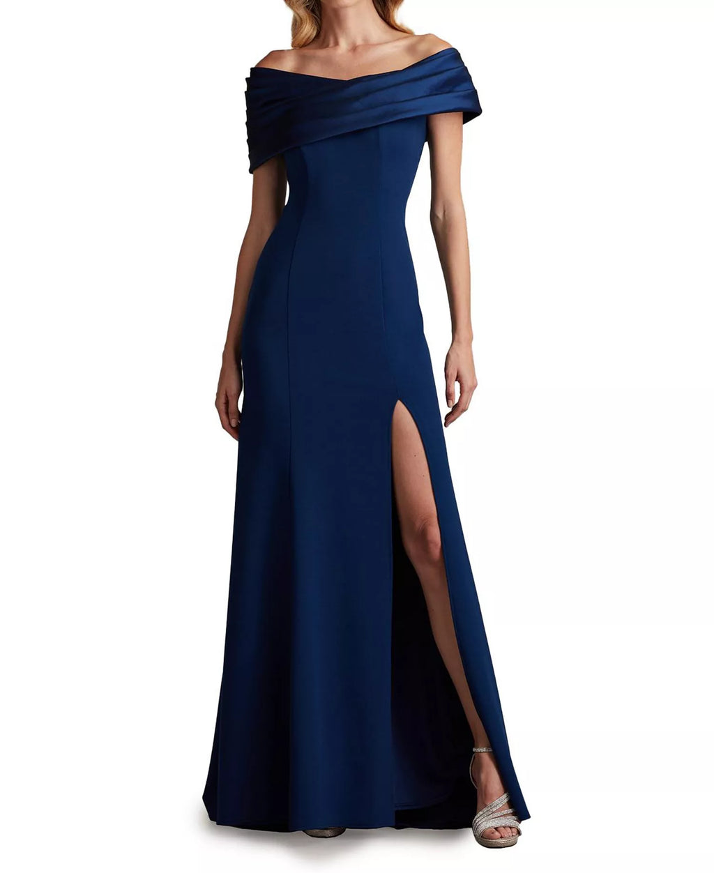 Elegant Mermaid Off the Shoulder Ruched Bodice Zipper Back Floor Length Prom Dress