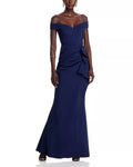 Elegant Mermaid Off the Shoulder Short Sleeve Bow Detail Floor Length For Ladies Prom Dress