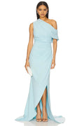 Elegant Mermaid One Shoulder Asymmetric Sleeve Solid Back Floor Length Evening Dress