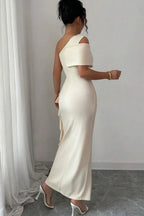 Mermaid One-Shoulder Asymmetrical Ruffle Maxi Dress With Slit