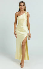 Elegant Mermaid One Shoulder Sleeveless Ruched Back Floor Length Plus Size Evening Dress