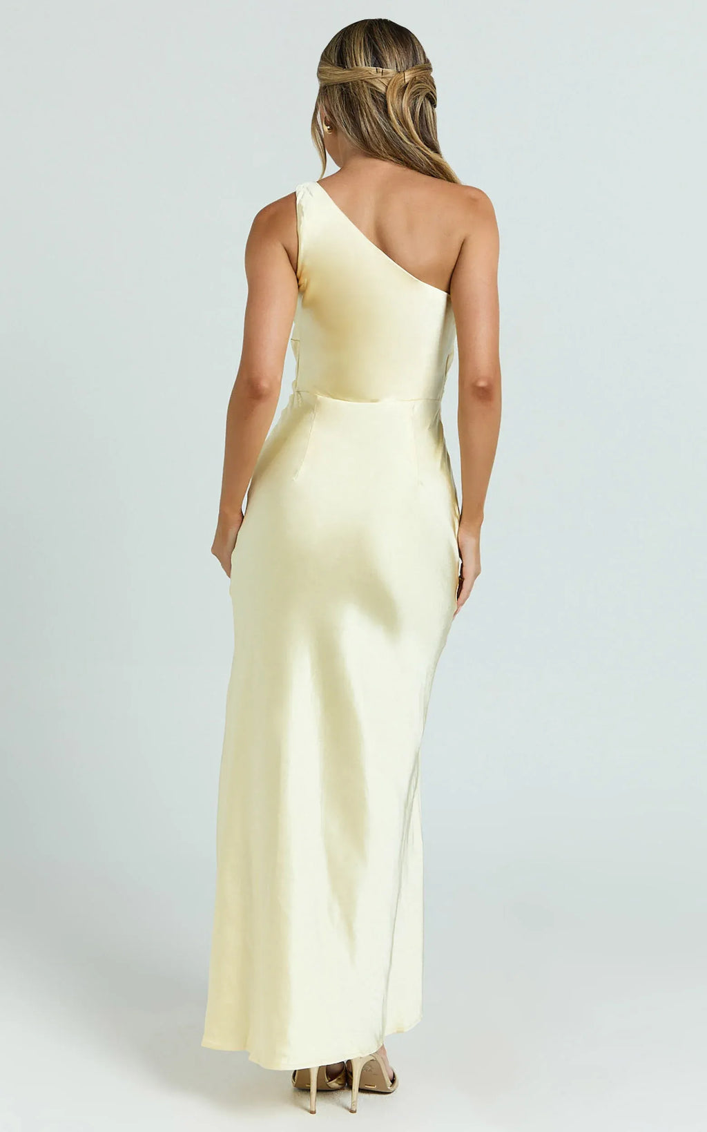 Elegant Mermaid One Shoulder Sleeveless Ruched Back Floor Length Plus Size Evening Dress
