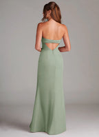 Elegant Mermaid Satin Strapless Sleeveless Cutout Back Floor Length Bridesmaid Dress