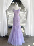 Mermaid Spaghetti Strap 3D Floral Maxi Prom Dress