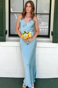 Mermaid Spaghetti Strap Keyhole Neckline Backless Tie Maxi Dress
