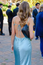 Mermaid Spaghetti Strap Keyhole Neckline Backless Tie Maxi Dress