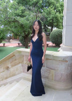 Mermaid Spaghetti Strap V-Neck Sleeveless High Slit Floor-Length Evening Gown