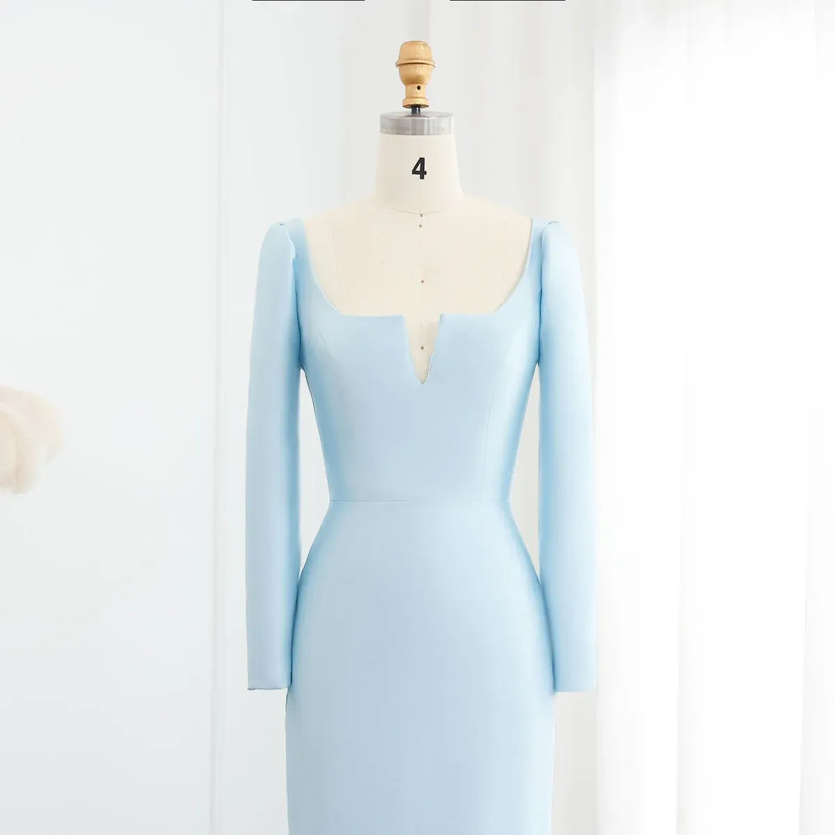 Mermaid Square Neck Long Sleeve Tiered Ruffle Evening Dress