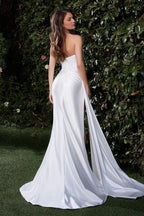 Elegant Mermaid Strapless Halter Sash Closed Back Floor Length Prom Dress