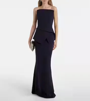 Elegant Mermaid Strapless Sleeveless Zipper Back Floor Length Prom Dress