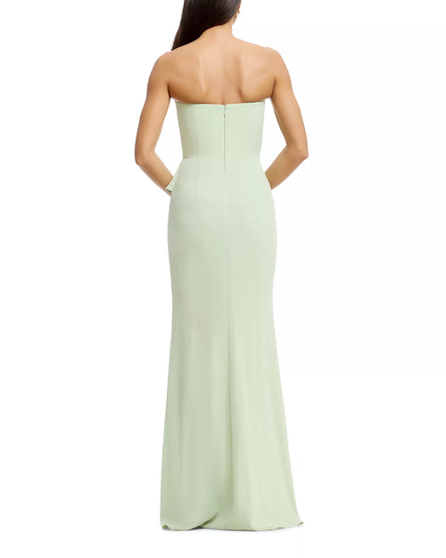 Elegant Mermaid Strapless Ruffled Peplum High Slit Floor Length For Women Prom Dress