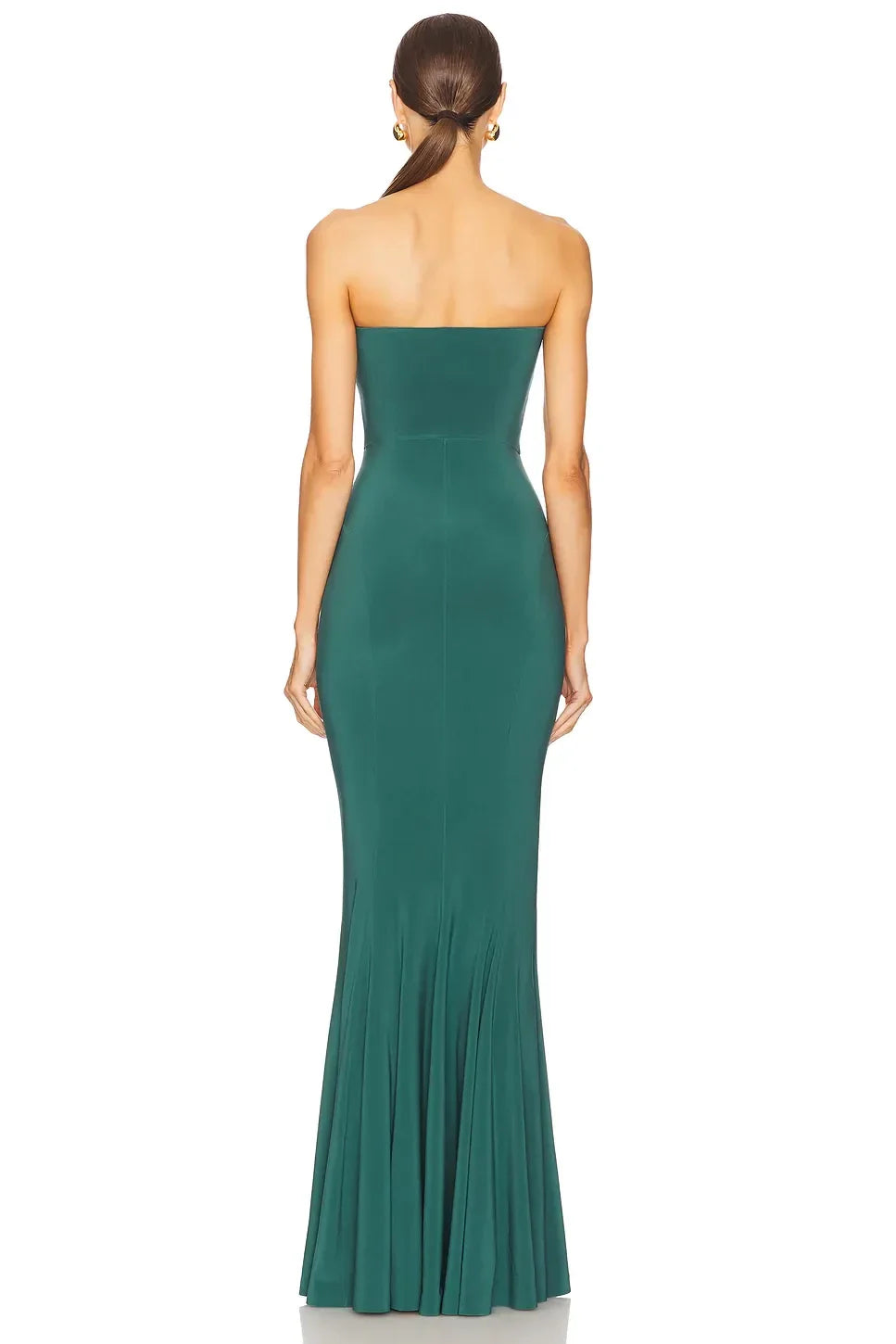 Elegant Mermaid Strapless Sleeveless Open Back Floor Length Evening Dress