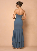 Elegant Mermaid Strapless Sleeveless Open Back Floor Length For Ladies Prom Dress ﻿