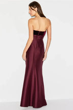 Elegant Mermaid Strapless Sleeveless Velvet Accent Floor Length Plus Size Prom Dress
