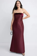 Elegant Mermaid Strapless Sleeveless Velvet Accent Floor Length Plus Size Prom Dress
