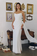 Elegant Mermaid Strapless Square Neck Lace Up Back Floor Length Prom Dress