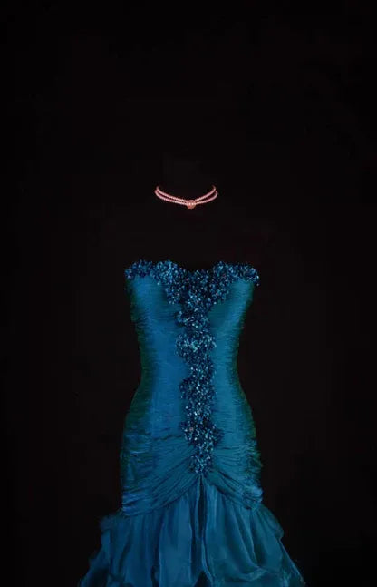 Mermaid Strapless Sweetheart Beaded Tiered Ruffle Floor-Length Evening Gown