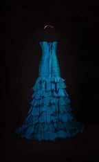 Mermaid Strapless Sweetheart Beaded Tiered Ruffle Floor-Length Evening Gown