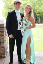 Mermaid Strapless Sweetheart High Slit Prom Dress With Draped Detail