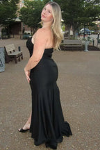 Mermaid Strapless Sweetheart Ruched High Slit Plus Size Evening Maxi Dress