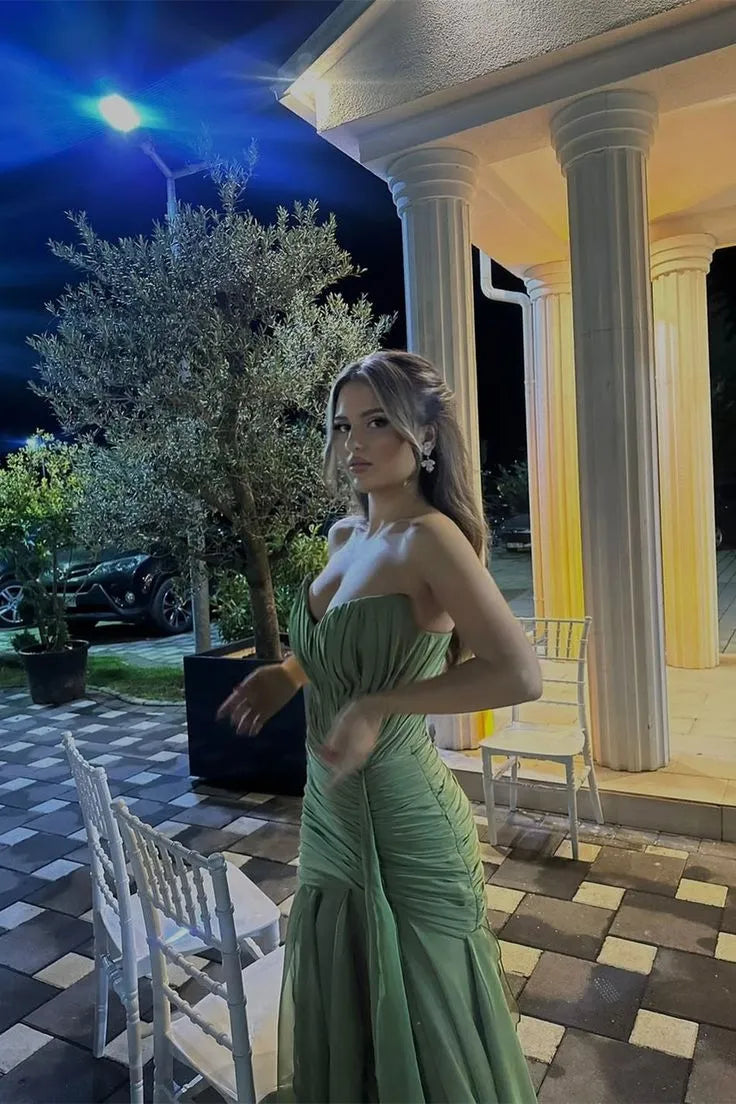 Mermaid Strapless Sweetheart Sleeveless Lace-Up Back Floor-Length Cocktail Dress