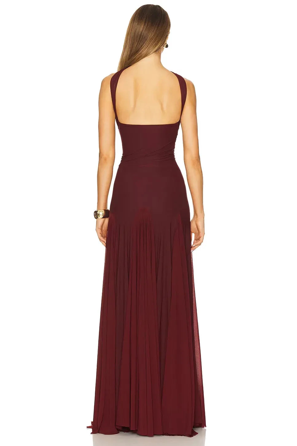 Elegant Mermaid Strapless Wrap Neck Ruched Back Floor Length Evening Dress