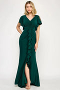 Elegant Mermaid V-Neck Cold Shoulder Zipper Back Floor Length Prom Dress