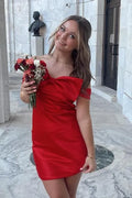 Off Shoulder Mini Dress with Bow & Tie Back